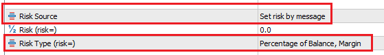 Trading Router MT4/5 EA's risk type is margin percentage and the values come from Tradingview alert messages